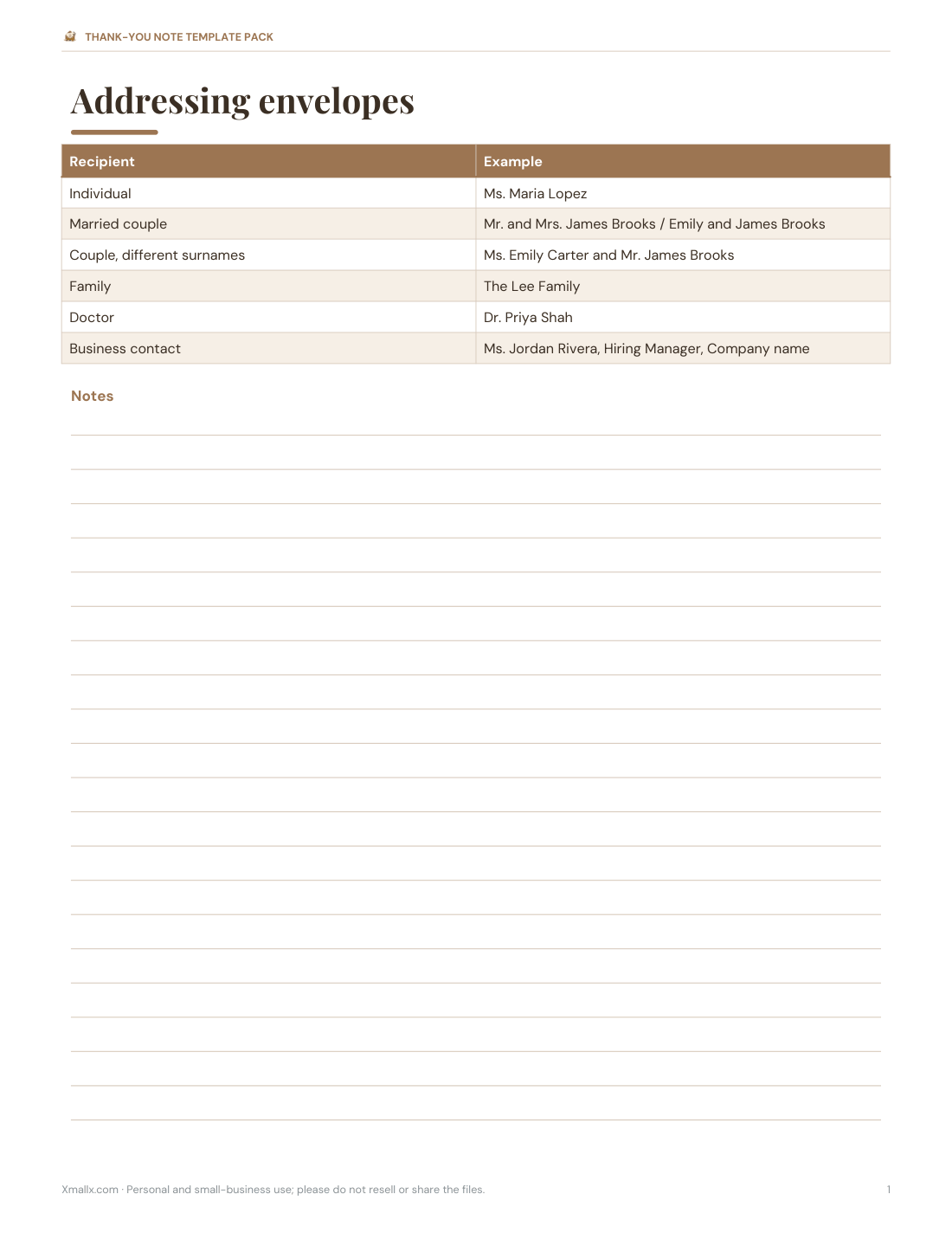 Preview of the first page of Envelope guide (PDF)