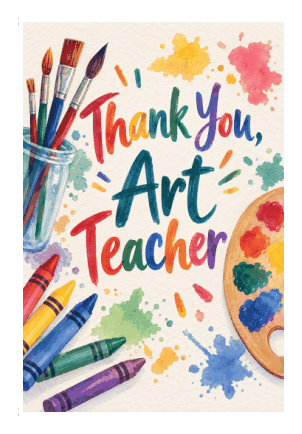 Preview of Thank You Card for Art Teacher
