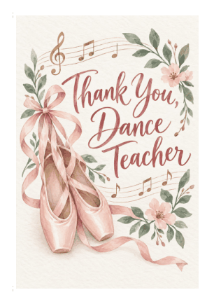 Preview of Thank You Card for Dance Teacher