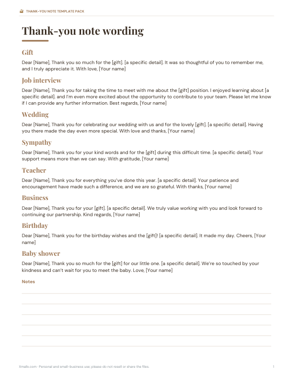 Preview of Thank You Note Template