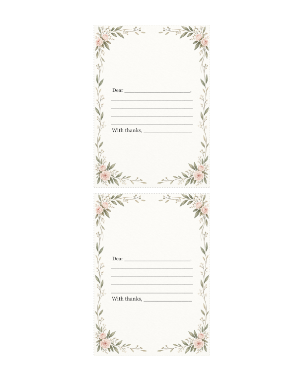 Preview of Printable Wedding Note Cards