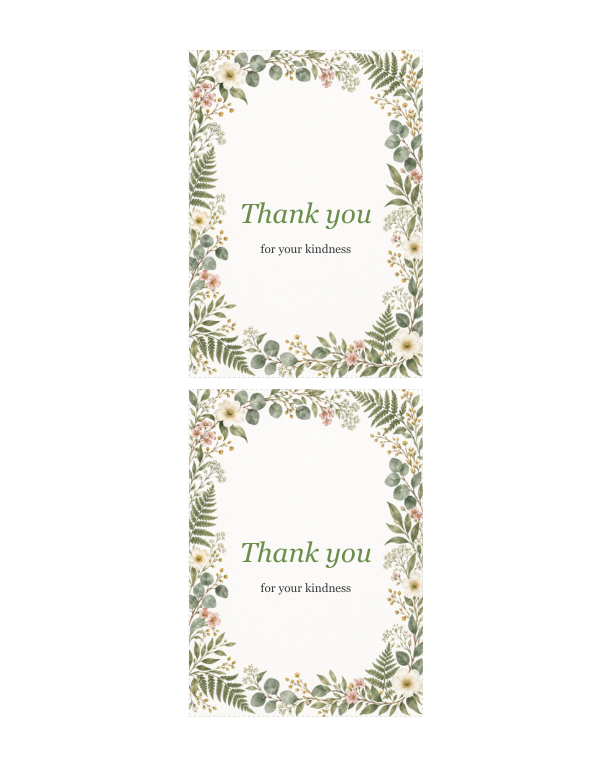 Preview of Printable Wedding Thank You Note Cards