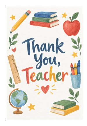 Preview of Printable Thank You Note for Teacher