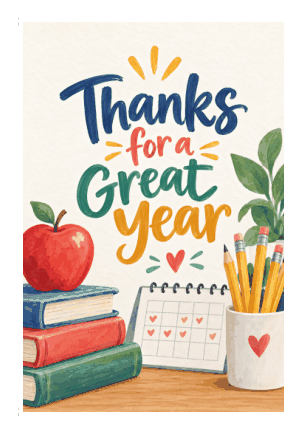 Preview of Thank You Card for Teacher Last Day of School