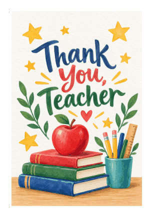 Preview of Free Printable Thank You Card for Teacher